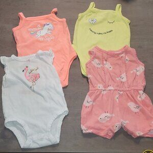 Lot of 4 : Infant Sets of Pink, Yellow, and White